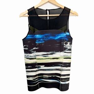 Sachin + Babi Black and Blue Abstract Tank Top Size 4